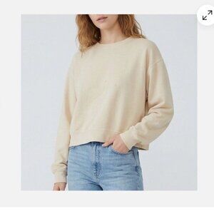 Zara Off White Crewneck Cropped Sweatshirt, NWT, S